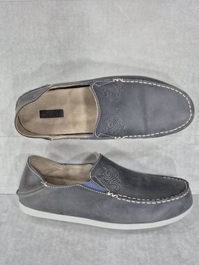 Olukai Nohea Nubuck loafers women's 9.5 gray leather slip on shoes moccasins